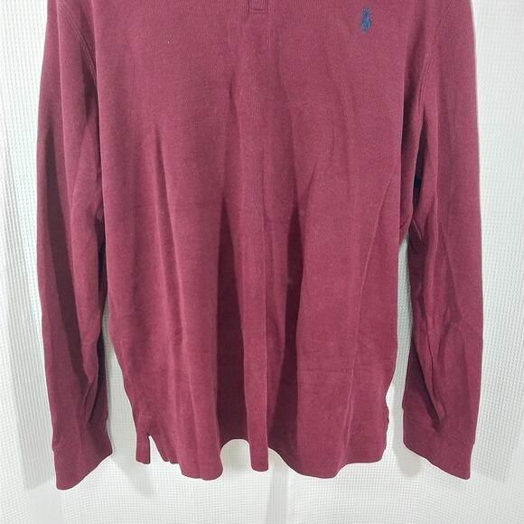 POLO RALPH LAUREN! BURGUNDY RED ESTATE RIBBED FINE COTTON 1/4 ZIP SHIRT! SZ L - Picture 4 of 10